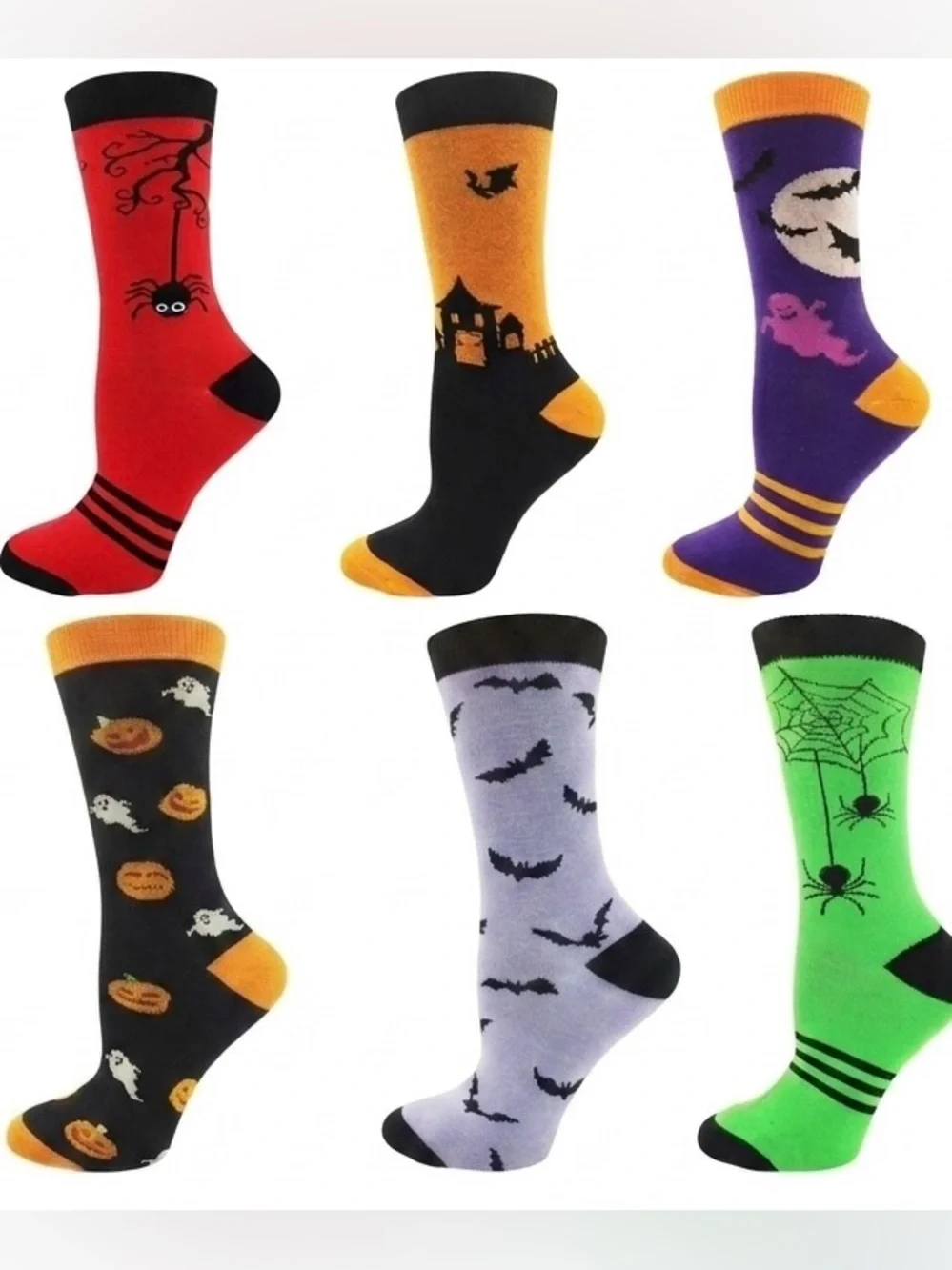 Lot of six brand new winterplace unisex Halloween socks shoe sizes 5-10